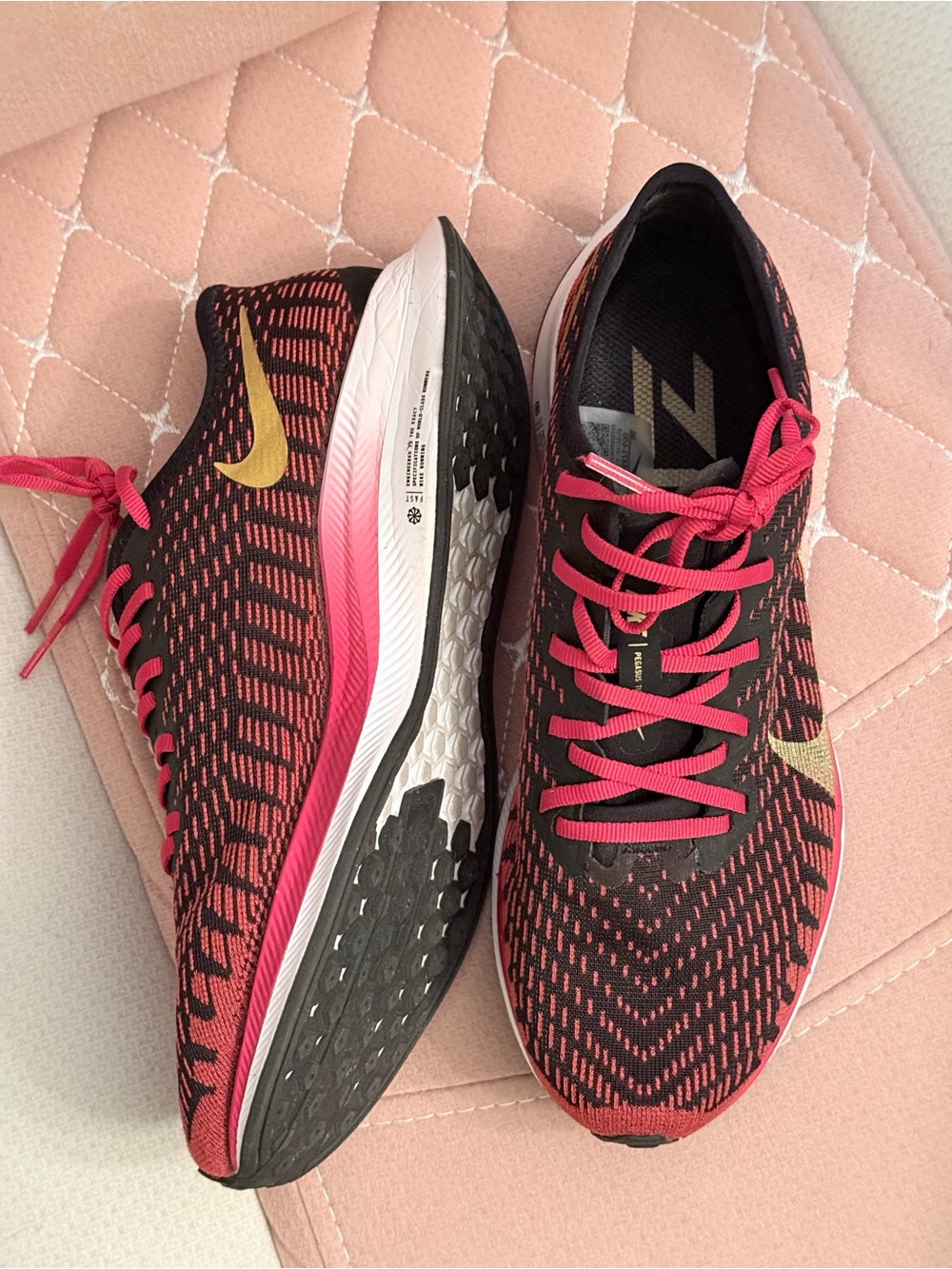 Nike Zoom Pegasus Turbo Women’s Running Shoes — Black with Pink and Gold Accents